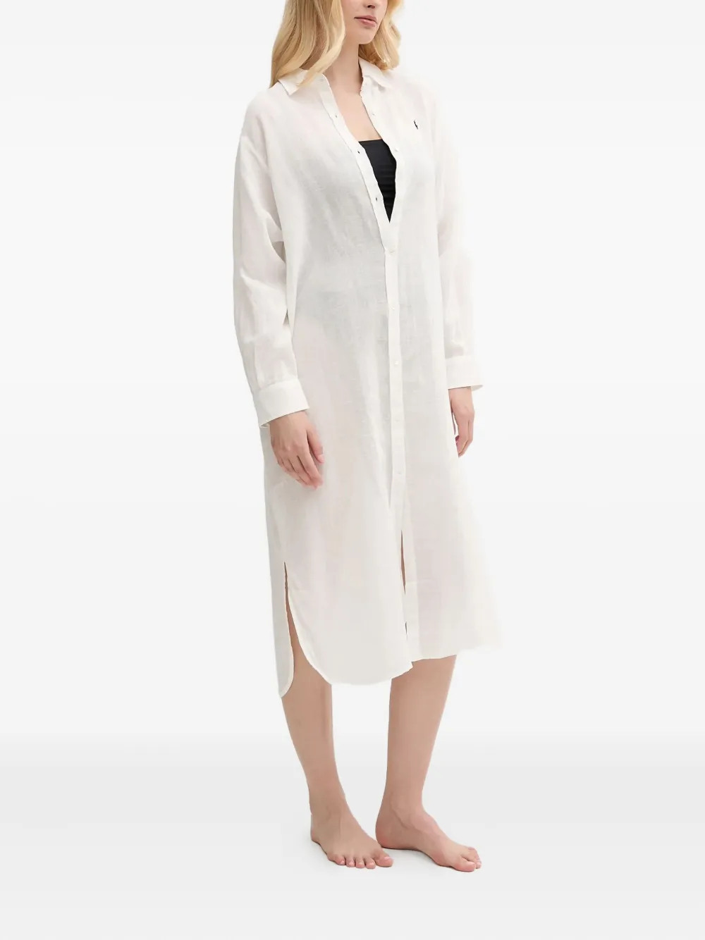 Polo Ralph Lauren Linen/flax Blend Beach Dress In White