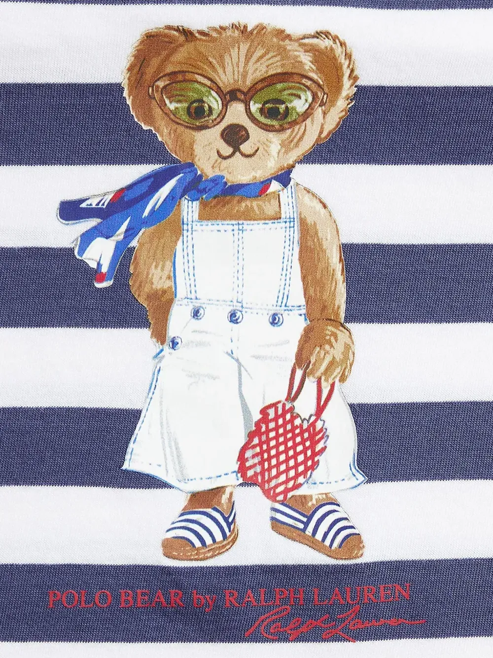 POLO RALPH LAUREN KIDS Polo Bear gestreepte T-shirt en shorts Wit