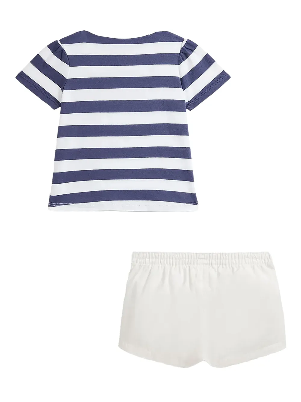 POLO RALPH LAUREN KIDS Polo Bear gestreepte T-shirt en shorts Wit