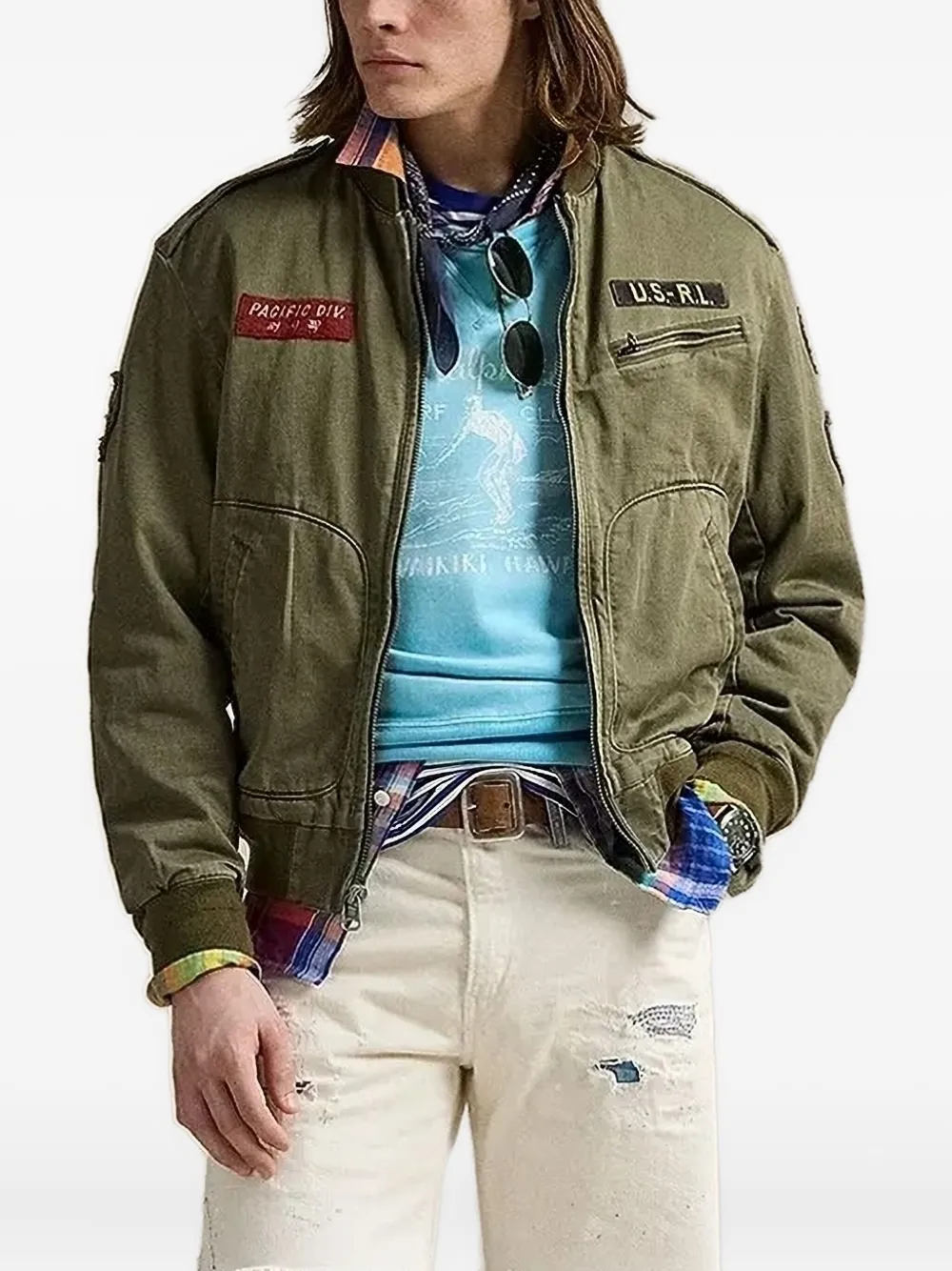 Polo Ralph Lauren embroidered bomber jacket Groen