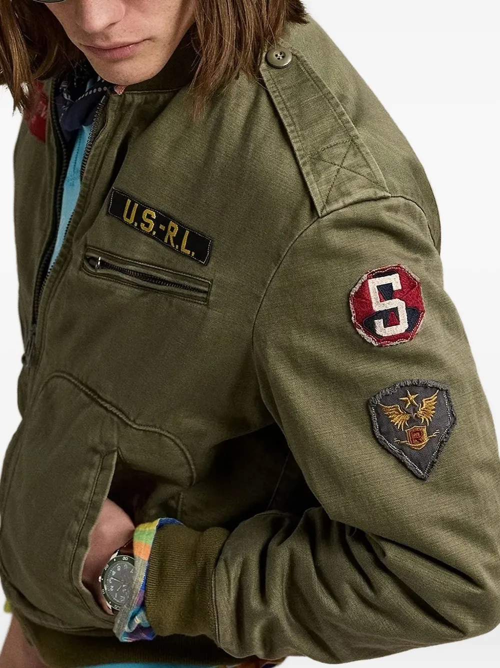 Polo Ralph Lauren embroidered bomber jacket Groen