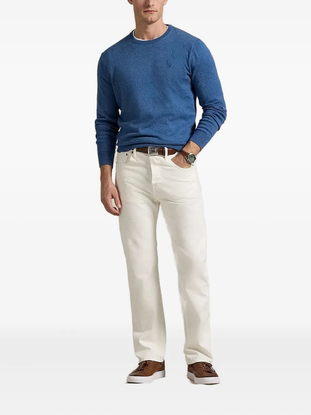 Polo Ralph Lauren embroidered crew-neck sweater - Blauw