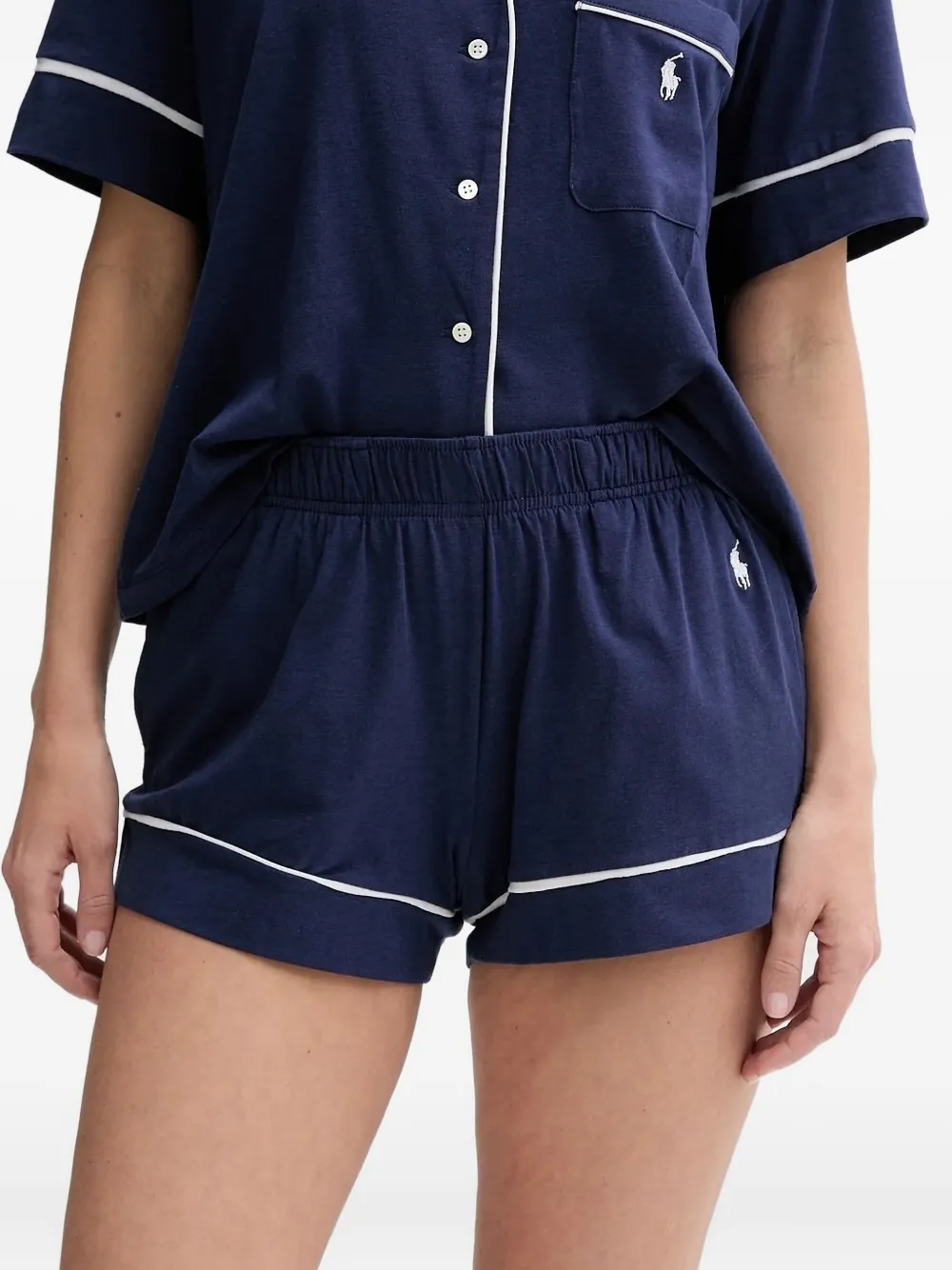 Polo Ralph Lauren piped-trim pajama set Blauw