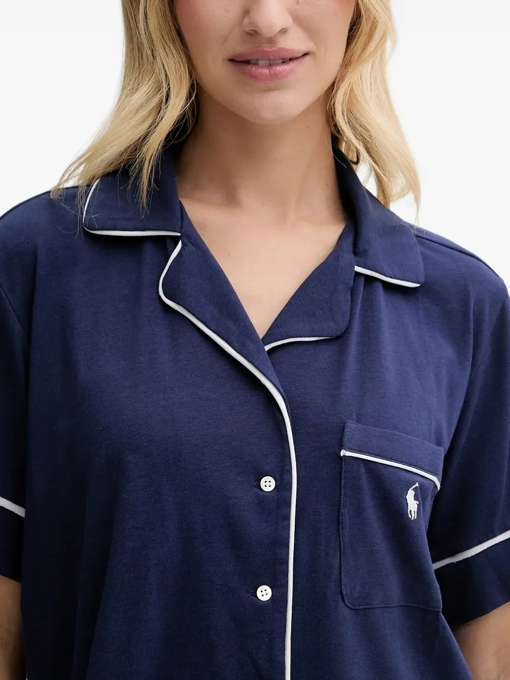 Polo Ralph Lauren piped-trim pajama set Blauw
