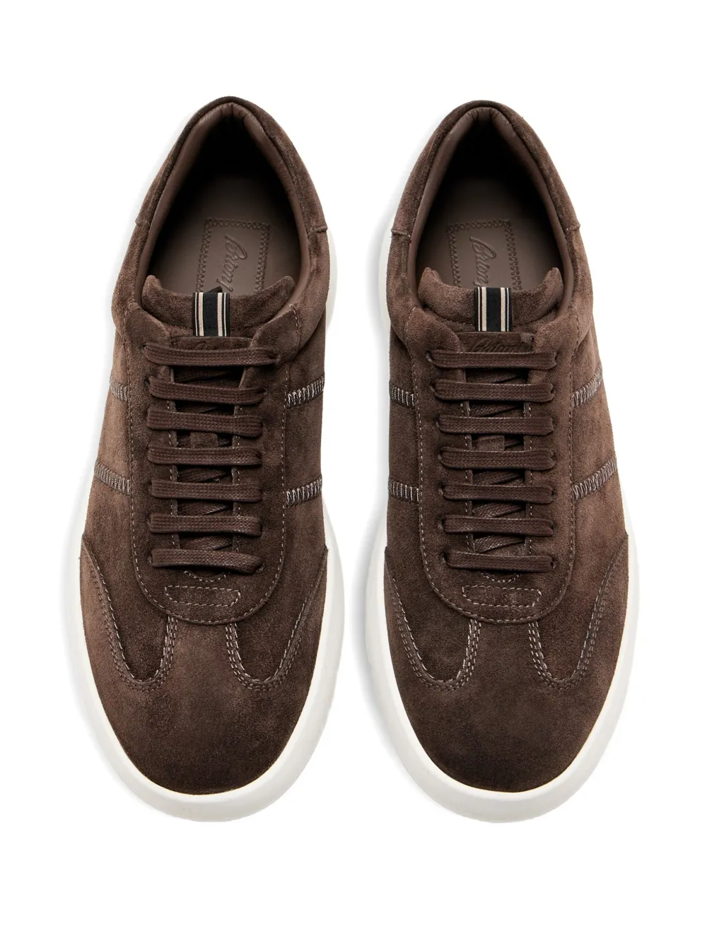 Brioni Suede Lace-up Sneakers In Brown