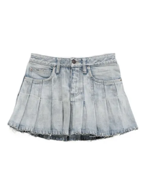 Balenciaga pleated frayed denim skirt