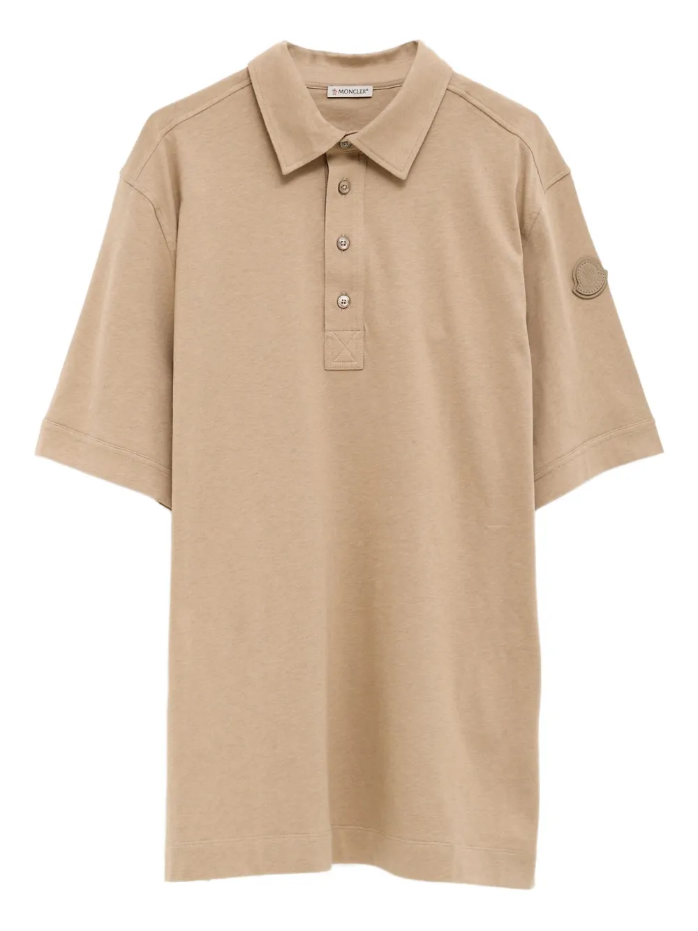 Moncler logo-patch button polo shirt Beige