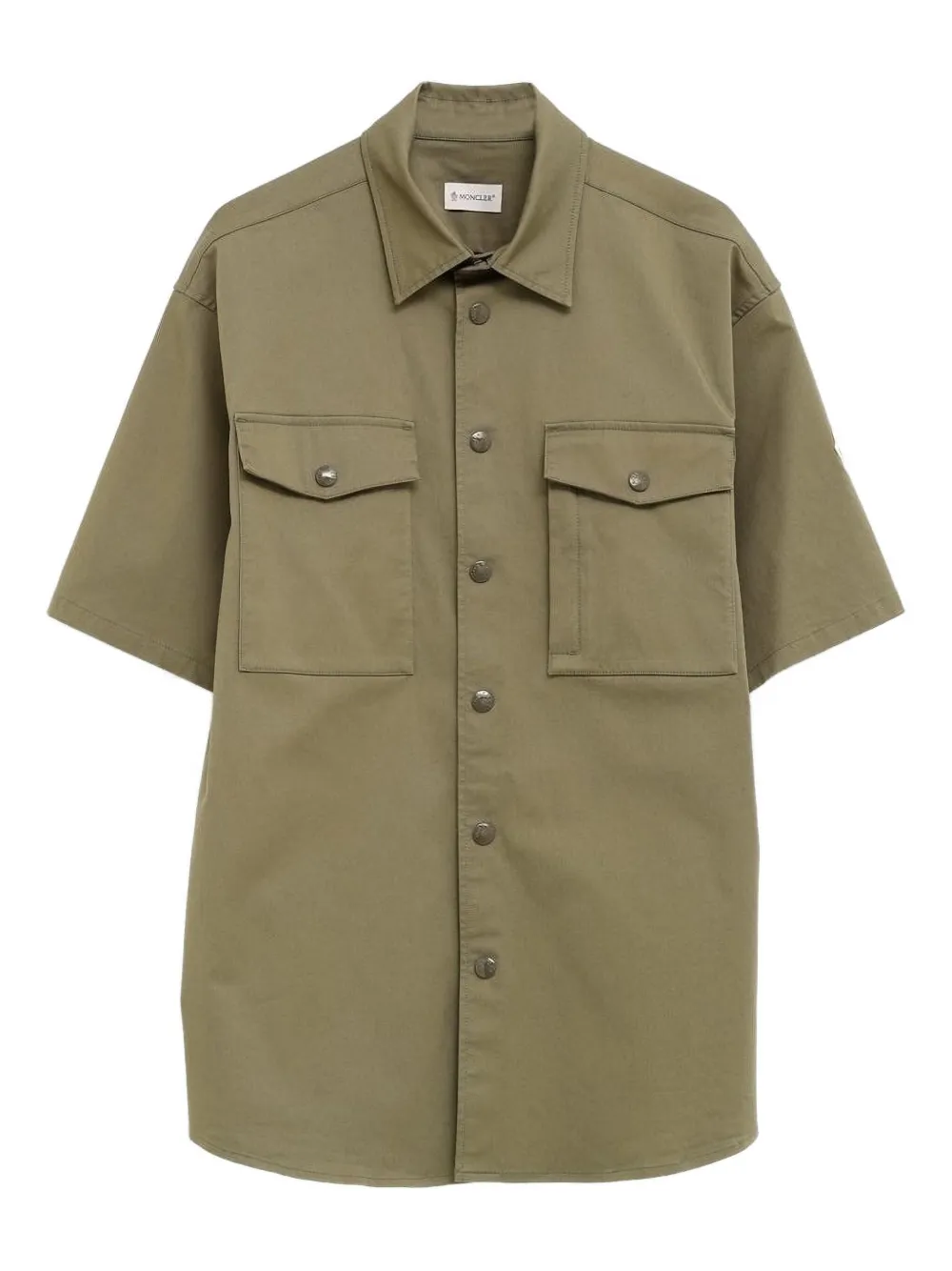 Moncler cotton gabardine short-sleeve shirt | Green | Image 1