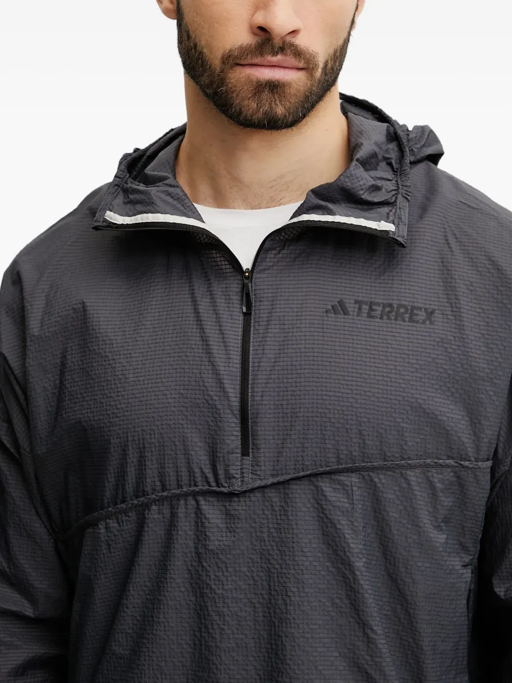 adidas Terrex jack met capuchon en halve rits Grijs