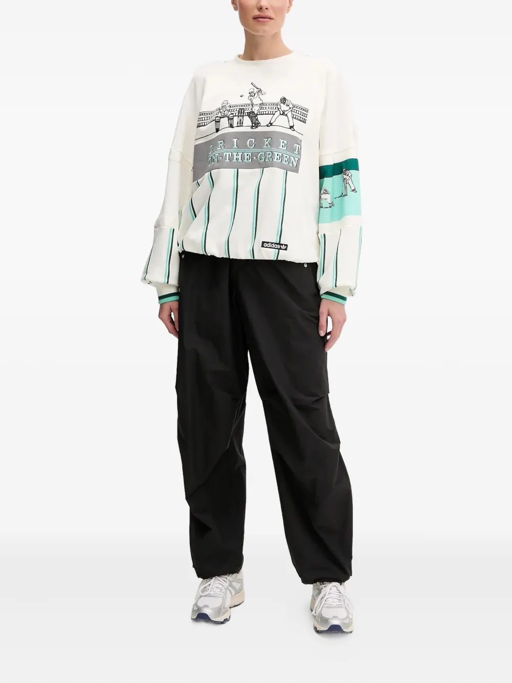 adidas Gestreepte sweater met cricketprint Wit
