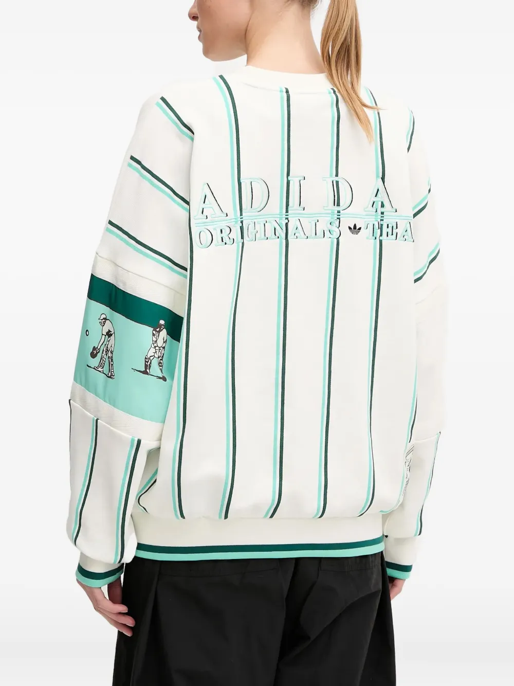 adidas Gestreepte sweater met cricketprint Wit