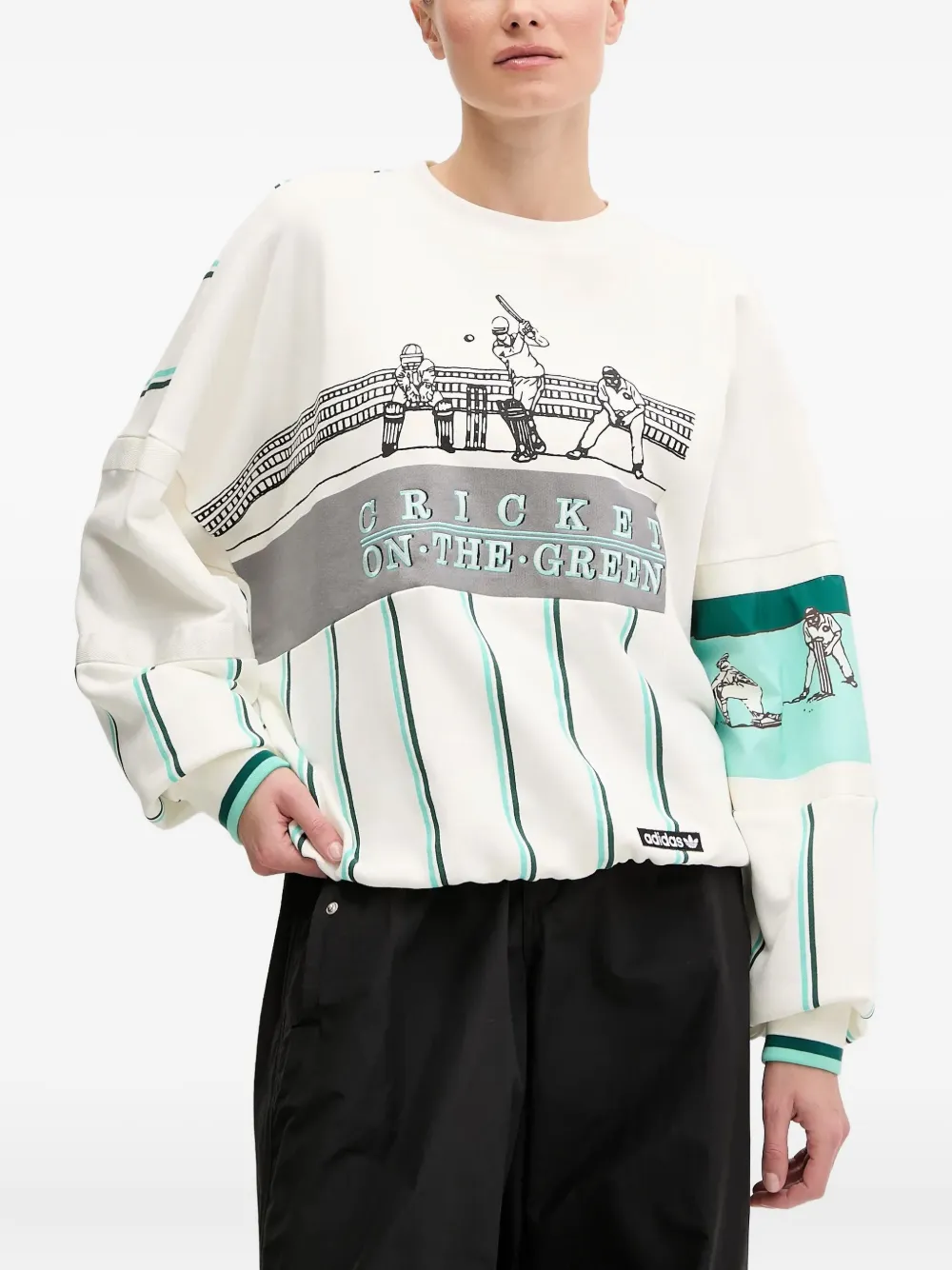 adidas Gestreepte sweater met cricketprint Wit