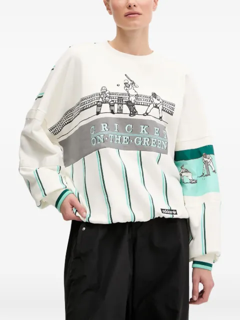 adidas cricket-print striped sweatshirt