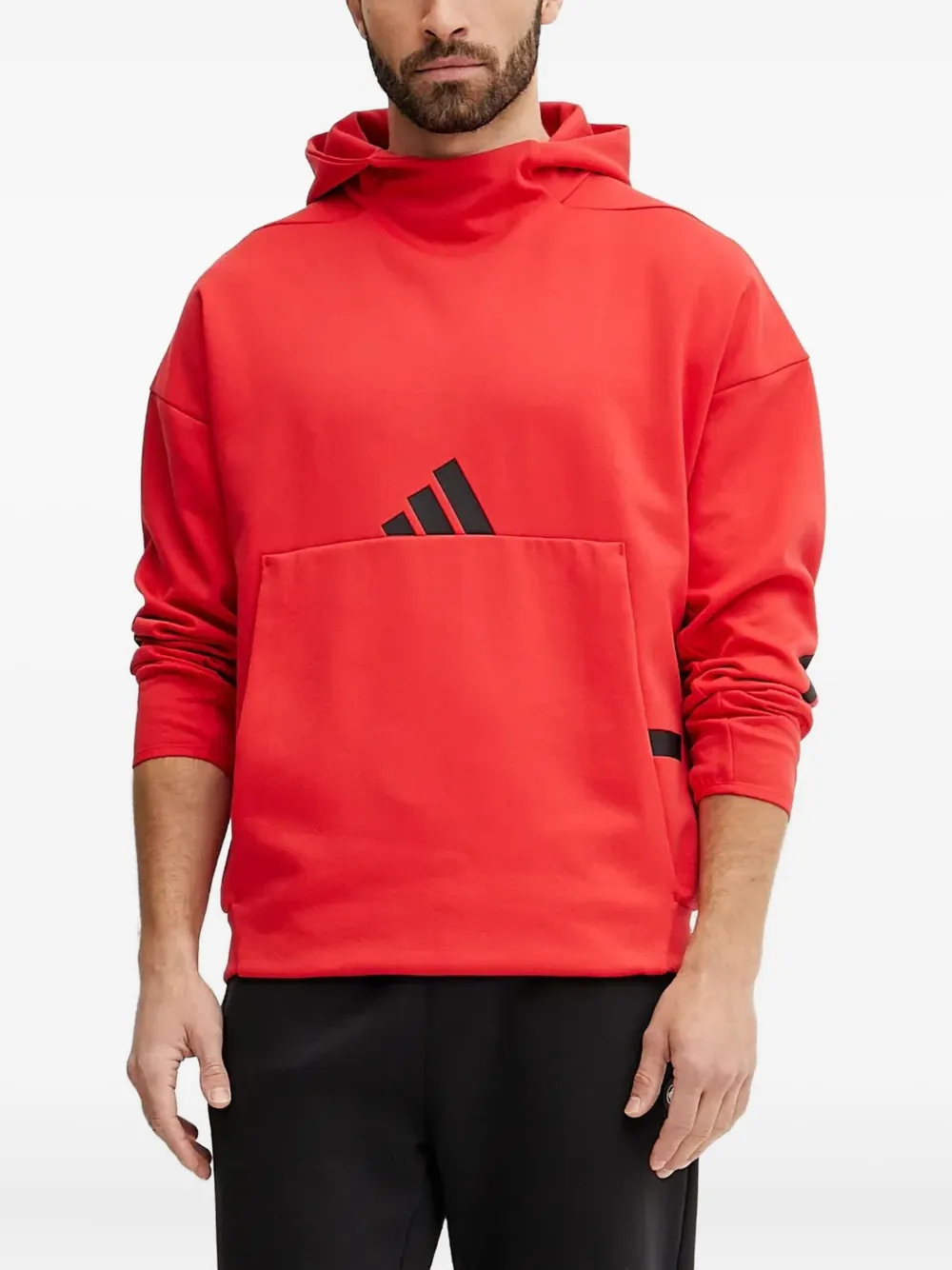 adidas kangaroo-pocket stripe-detail hoodie - Rosso