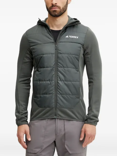 adidas hooded quilted-panel jacket