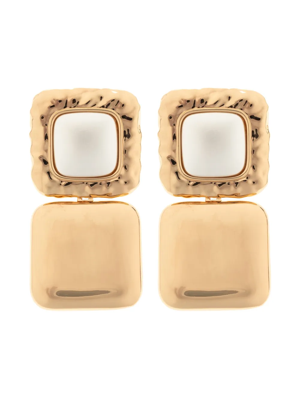 Self-Portrait aretes con dije cuadrado | dorado | Image 1