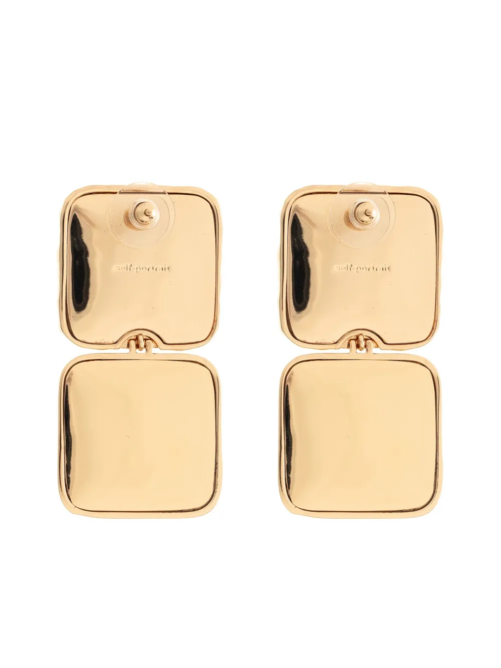 Self-portrait Square Drop Earrings In Gold