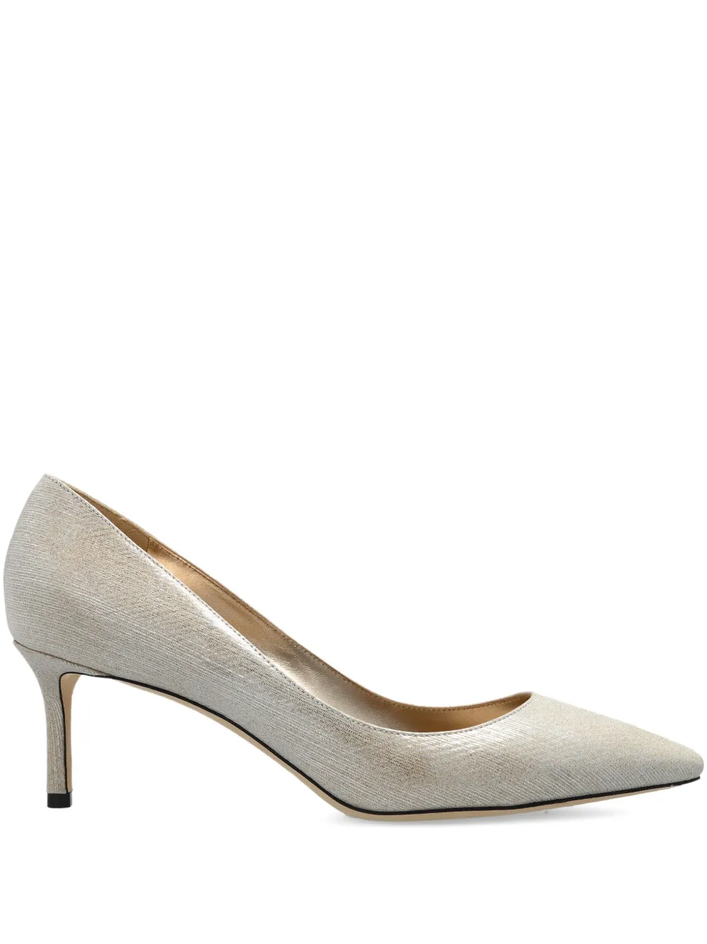Jimmy Choo Romy metallic leather pointed-toe heels Neutrals