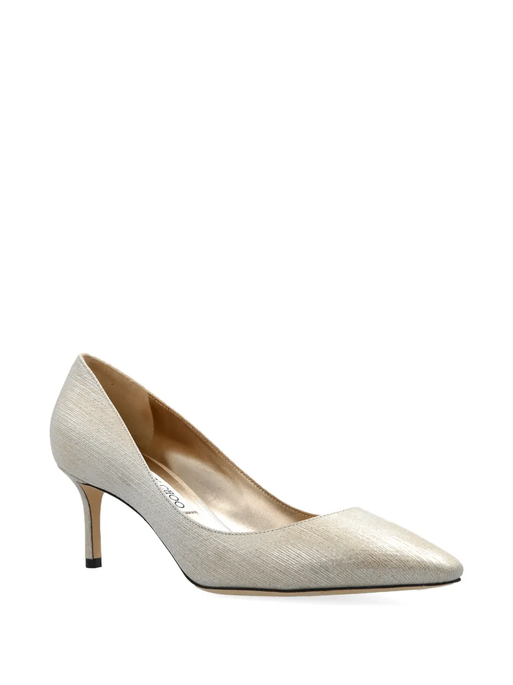 Jimmy Choo Romy metallic leather pointed-toe heels Neutrals
