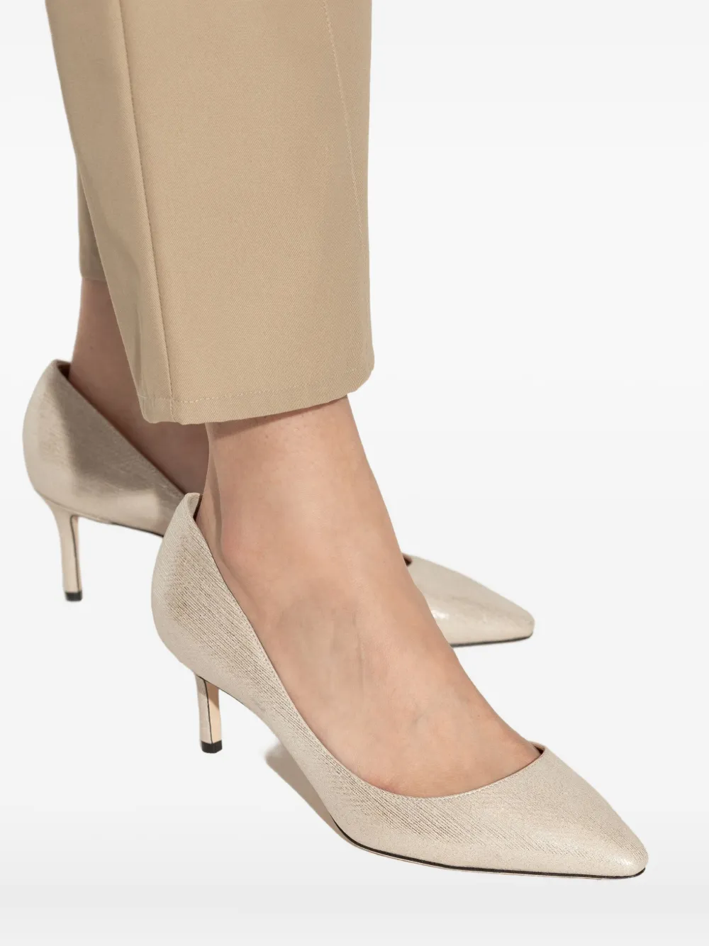 Romy metallic leather pointed-toe heels