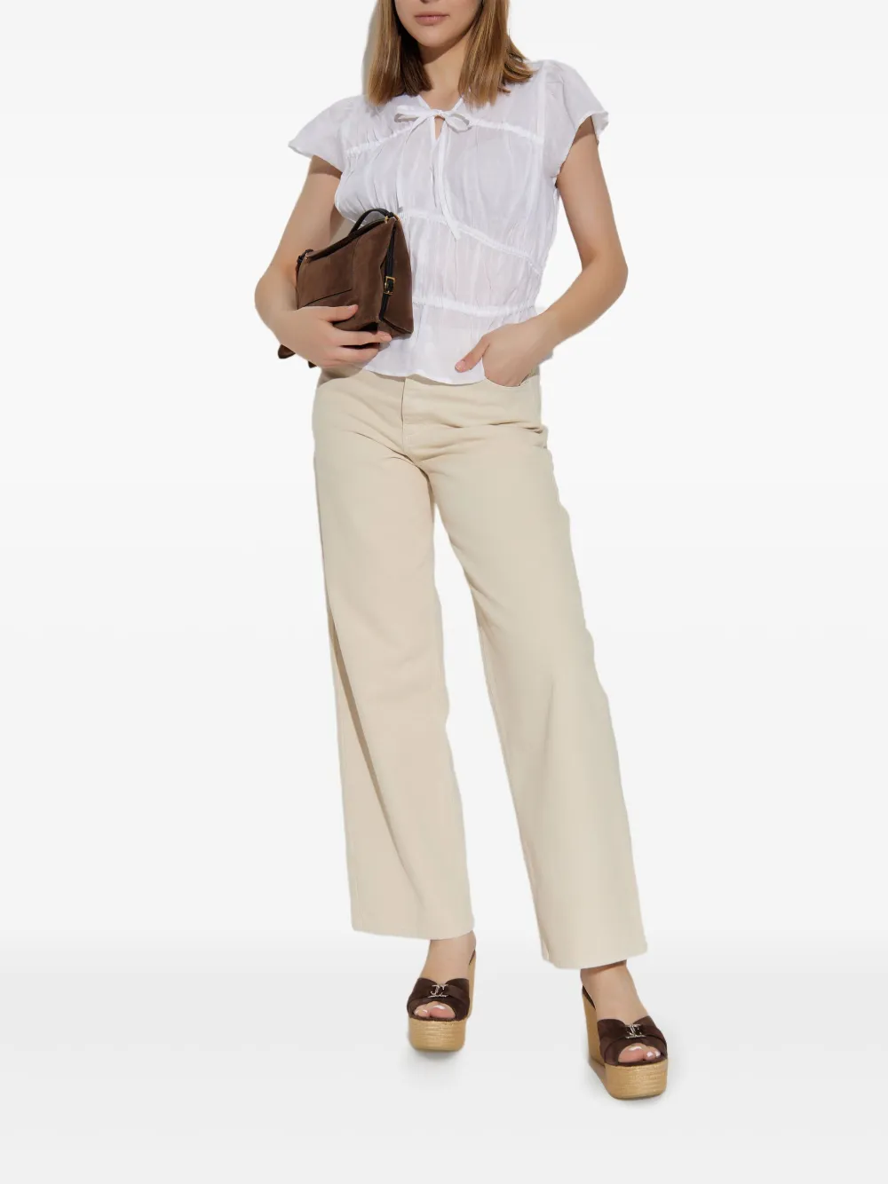 Rag & bone ruffled peplum blouse - Wit