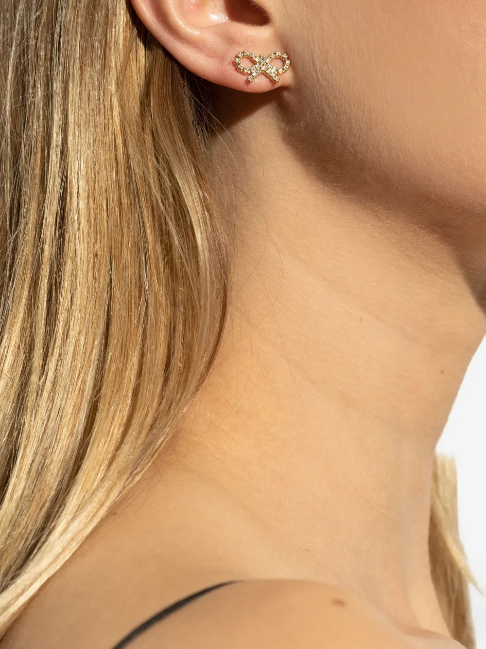 Self-Portrait micro bow-shaped earrings - Goud