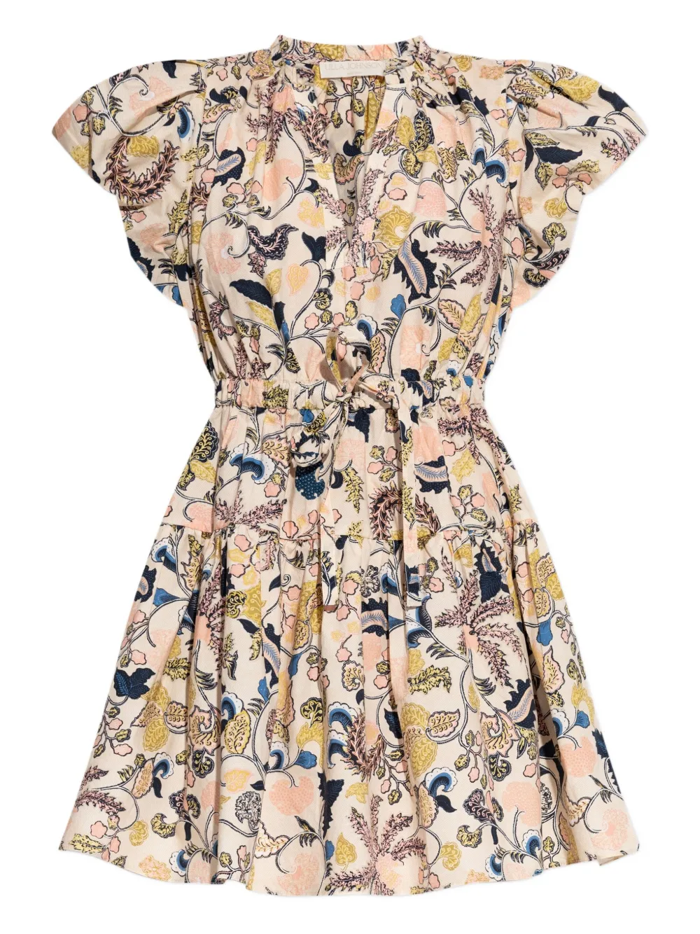 floral-print puff-sleeve mini dress