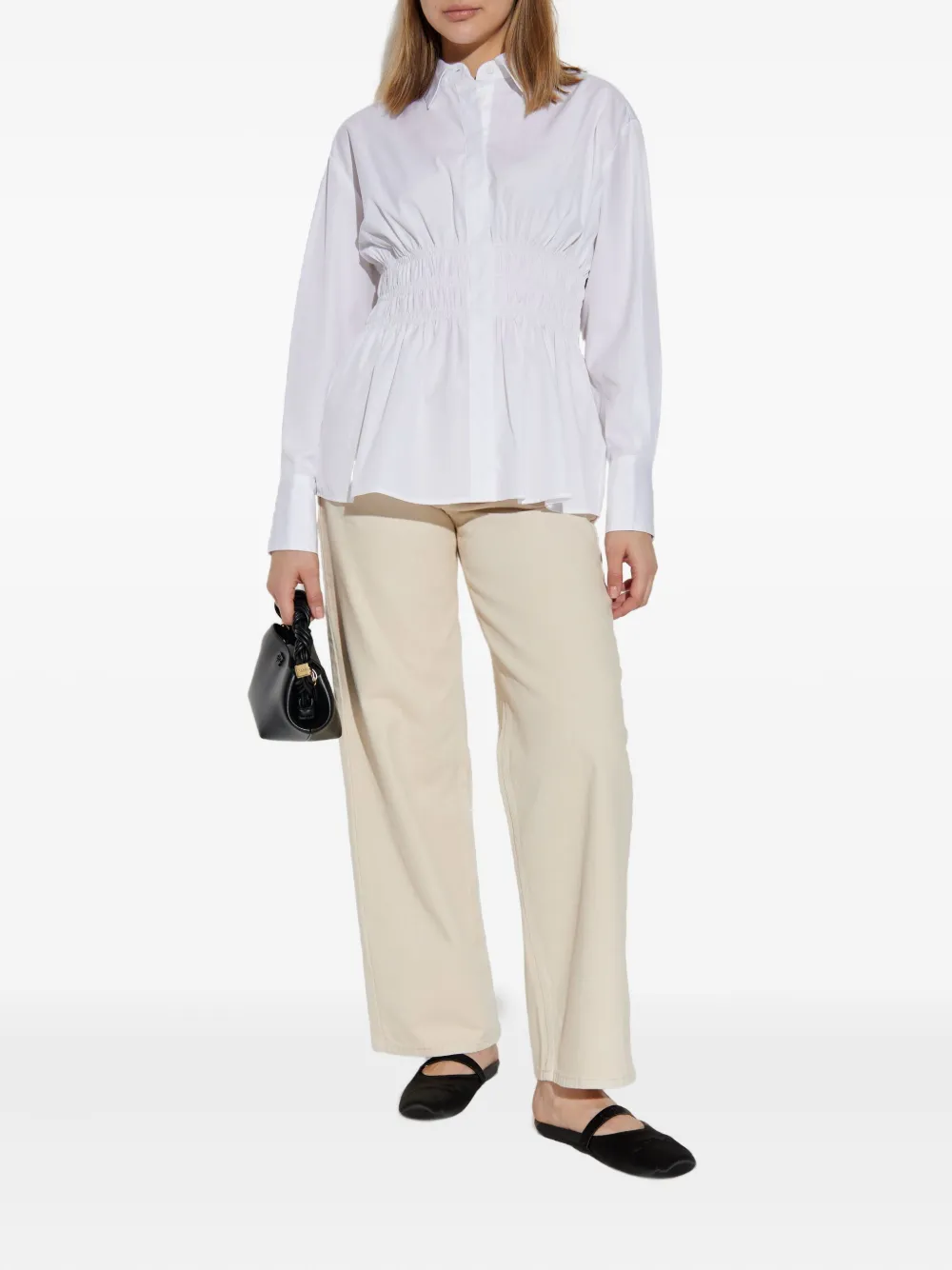 Rag & bone smocked-waist button-down shirt - Wit
