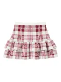 Self-Portrait Kids plaid ruffled skirt - Red