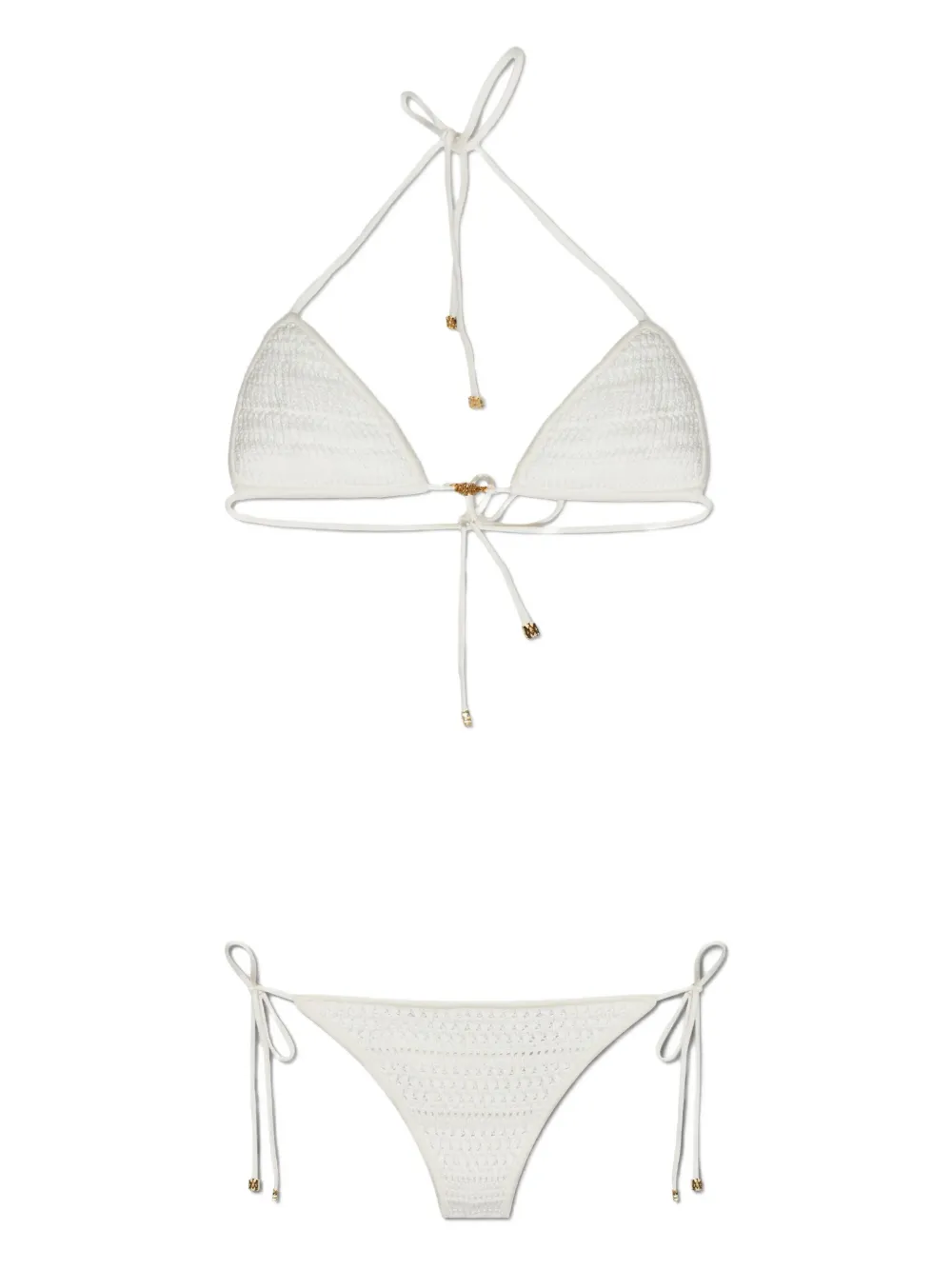 Amiri Crochet Triangle Bikini In White