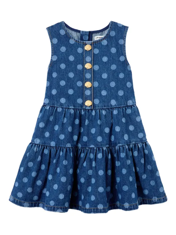 Self-Portrait Kids polka-dot Tiered Dress Blue FARFETCH IN