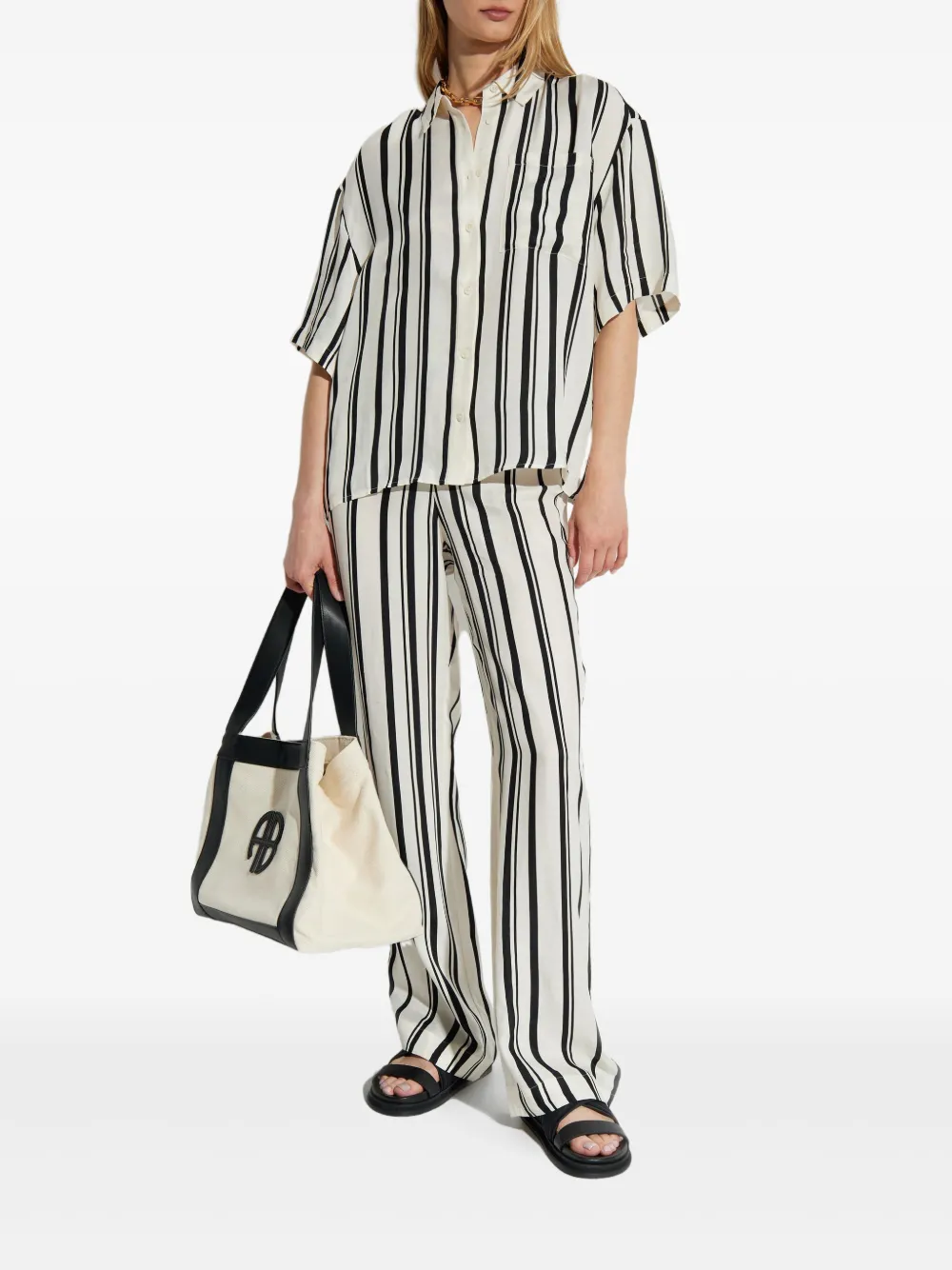 ANINE BING striped trousers - Beige