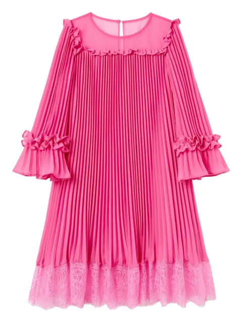 Self-Portrait Kids pleated ruffle-sleeve dress