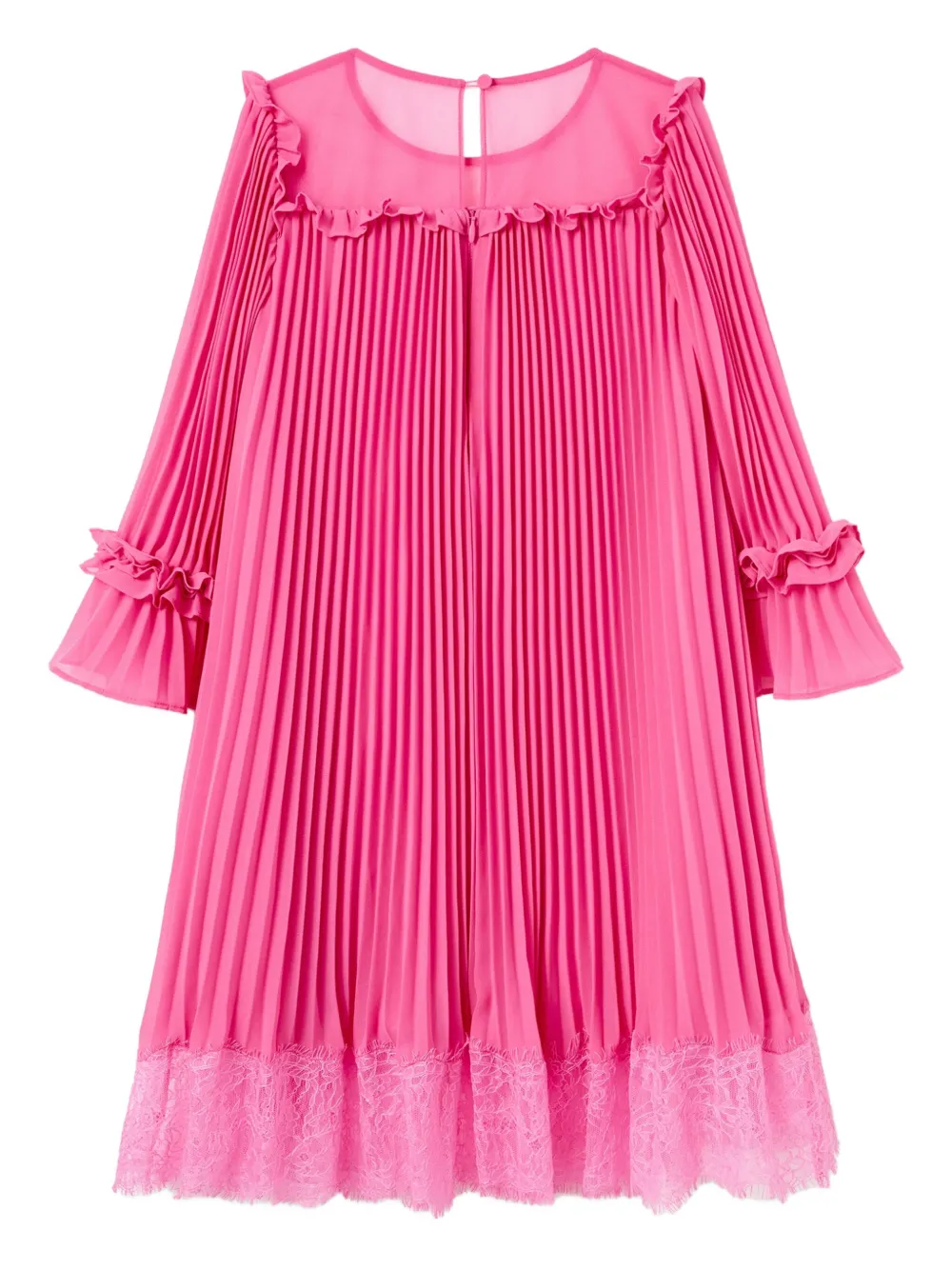 Self-Portrait Kids Geplooide jurk met ruchemouwen Roze