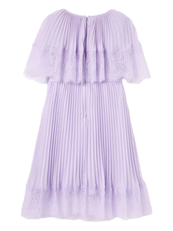 Self-Portrait Kids Pleated lace-trimmed Dress | Purple | FARFETCH GE