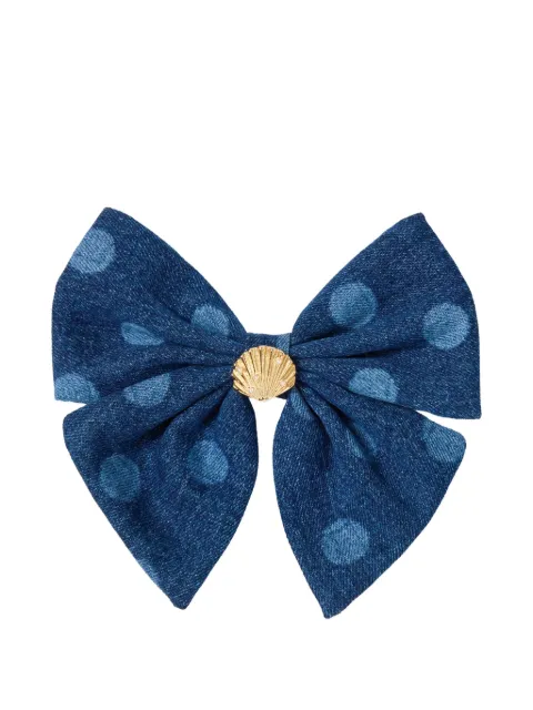 Self-Portrait Kids polka-dot denim hair bow