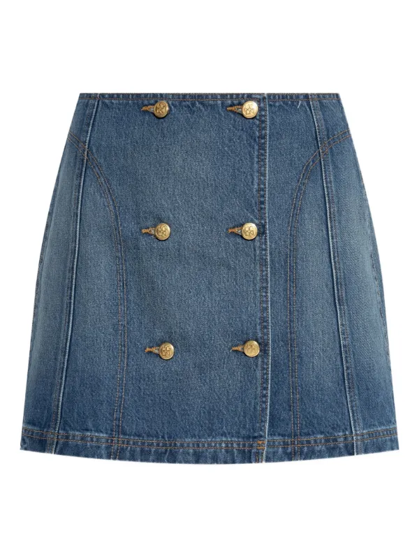 Ulla Johnson Button-embellished Denim Skirt in Blue