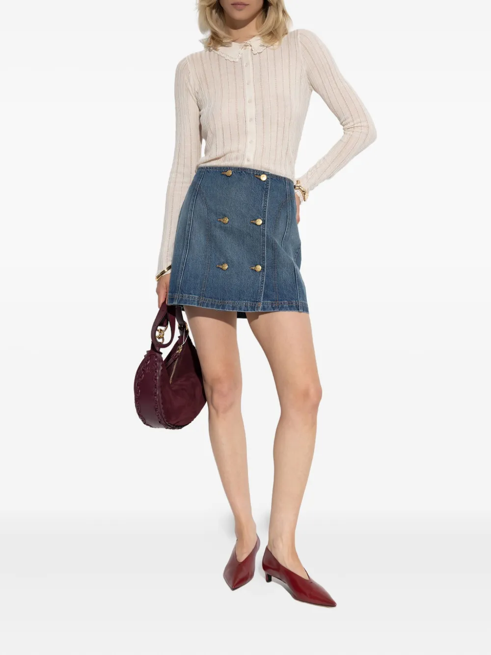 Ulla Johnson button-embellished denim skirt | A-Line Skirts | Image 2