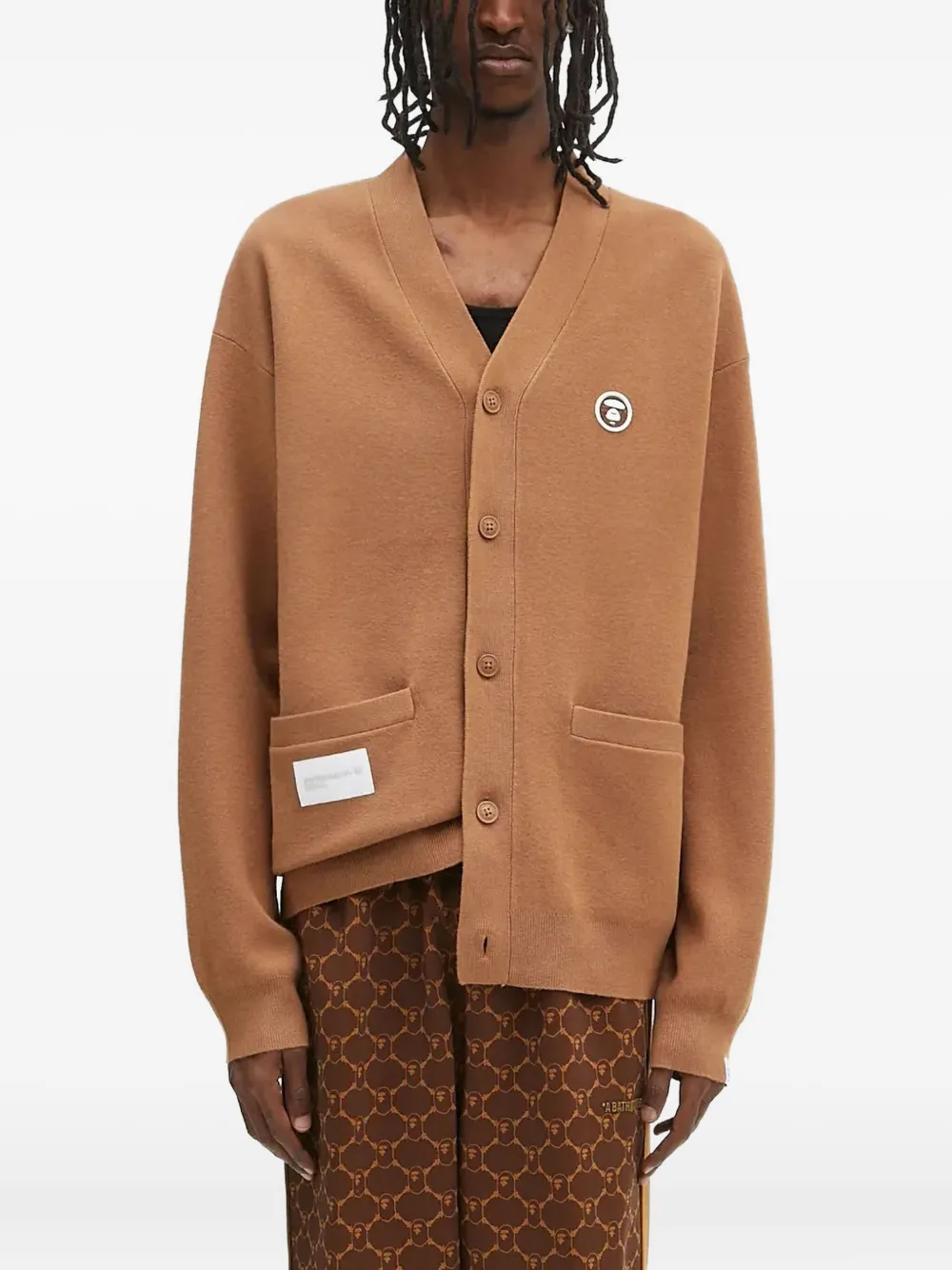 AAPE BY *A BATHING APE® logo-patch cardigan - Marrone