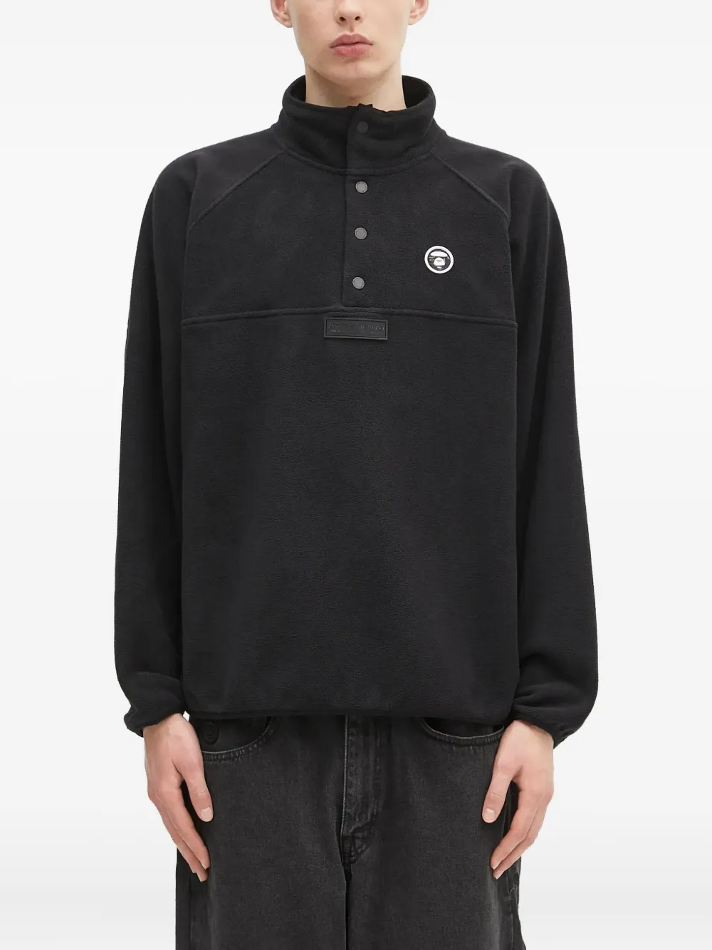 AAPE BY *A BATHING APE® button-placket fleece sweatshirt | Black | Image 1