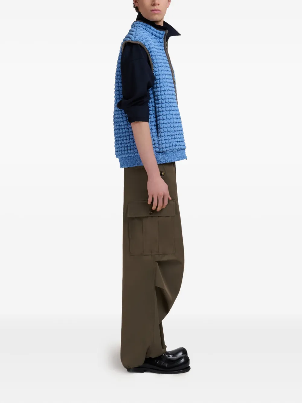 Marni Zip-up Gilet In Blue