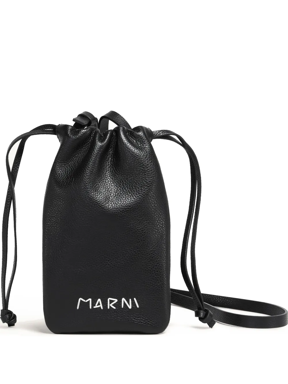 Marni drawstring leather wallet - ブラック Marni drawstring leather wallet - ブラック