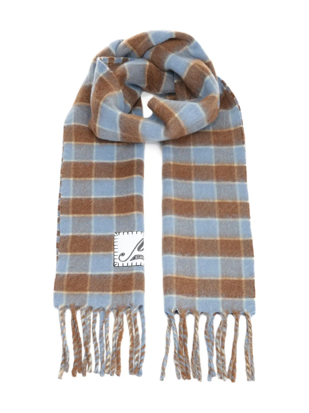Marni plaid-pattern fringed scarf | Brown | Image 1