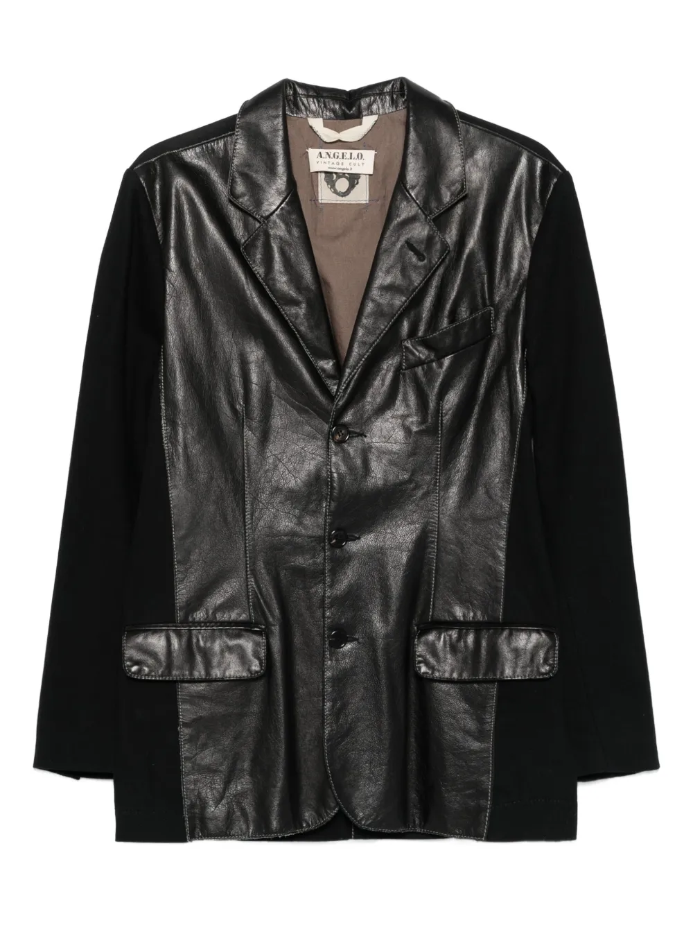 A.N.G.E.L.O. Vintage Cult 2000s レザーパネル ジャケット - ブラック A.N.G.E.L.O. Vintage Cult 2000s レザーパネル ジャケット - ブラック