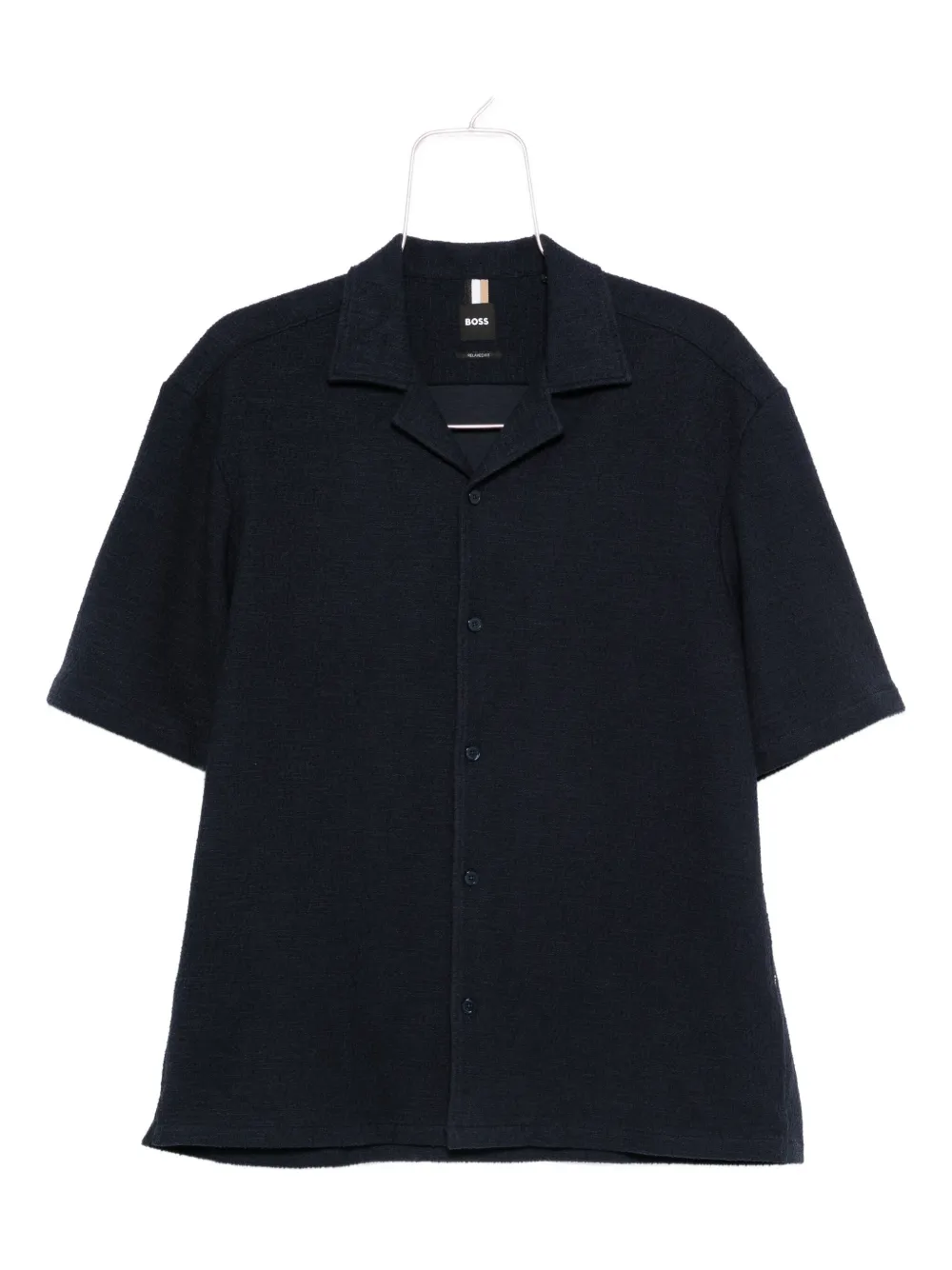 BOSS short-sleeve revere shirt Blauw