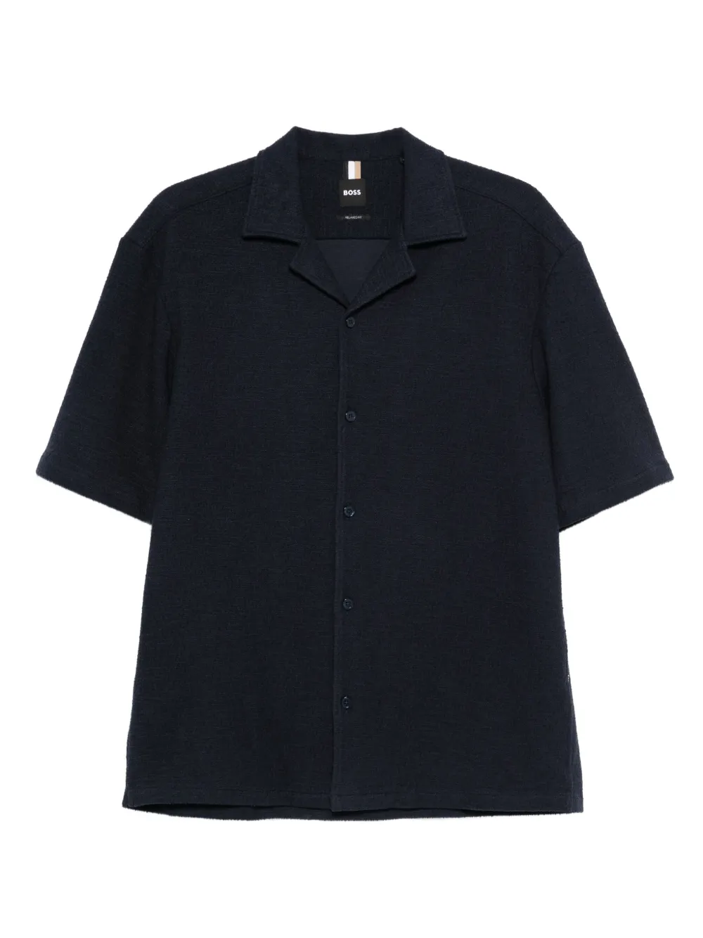 BOSS short-sleeve revere shirt Blauw