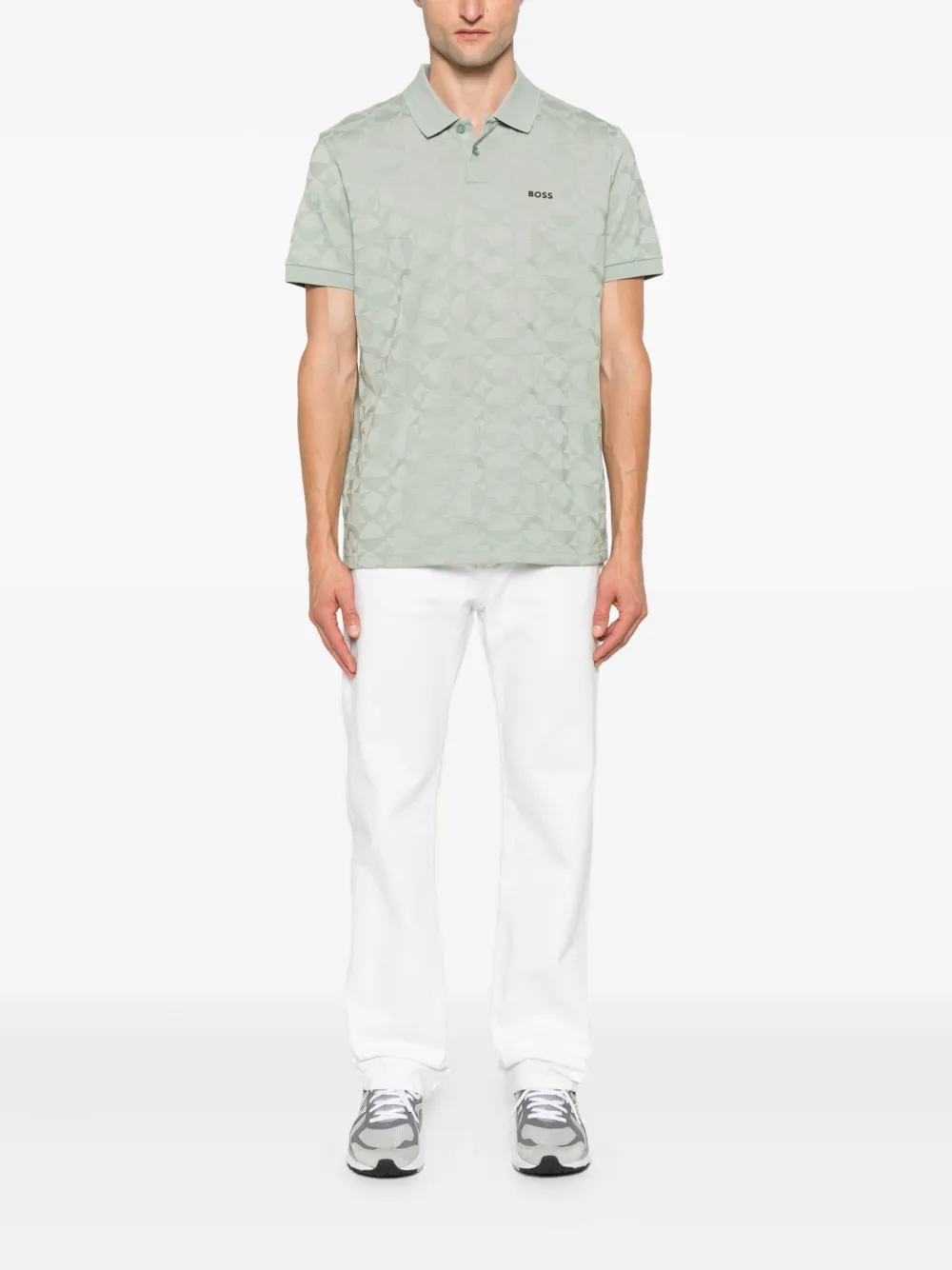 BOSS Poloshirt met geometrische print Groen