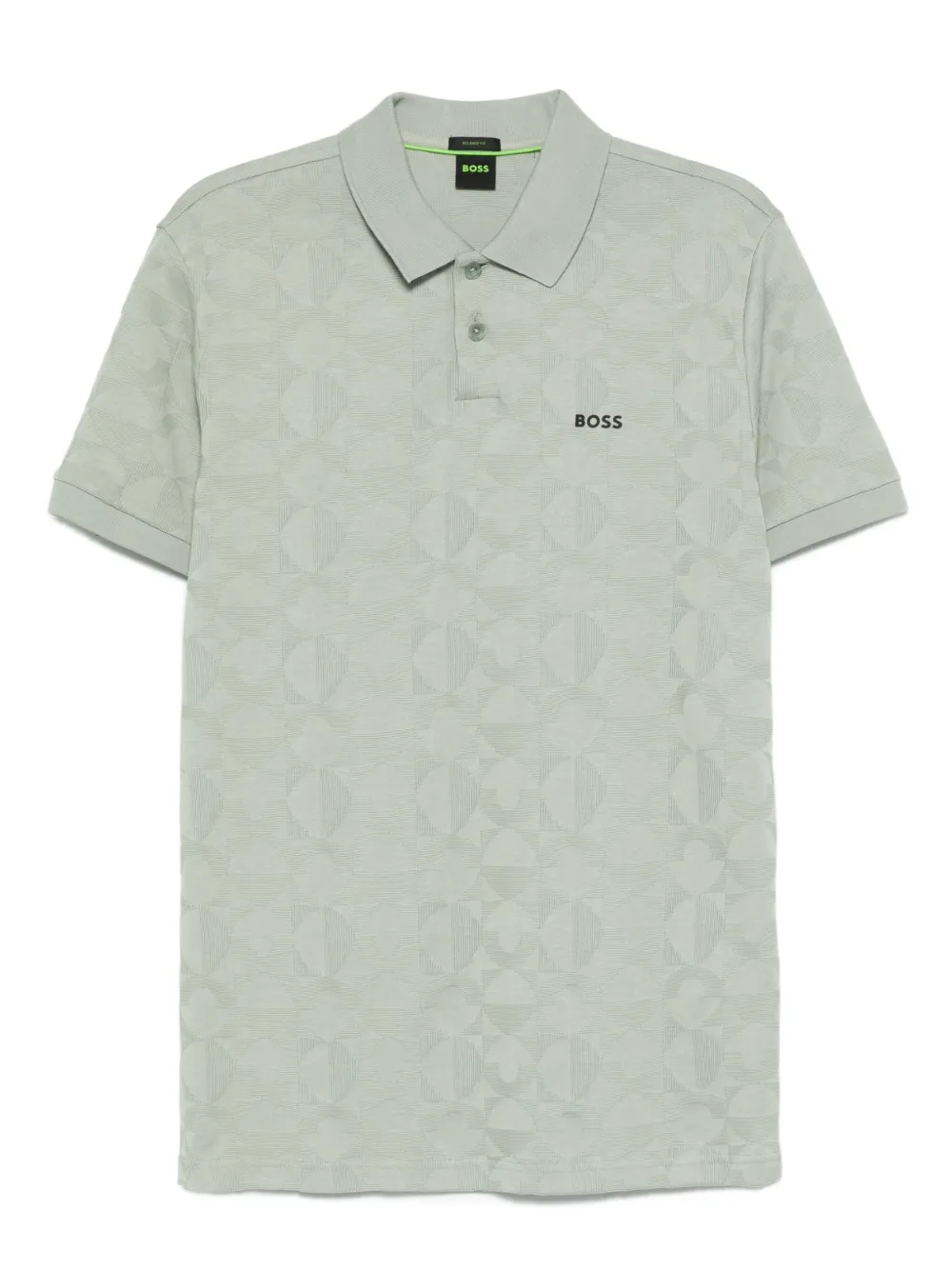 BOSS geometric-pattern polo shirt Groen