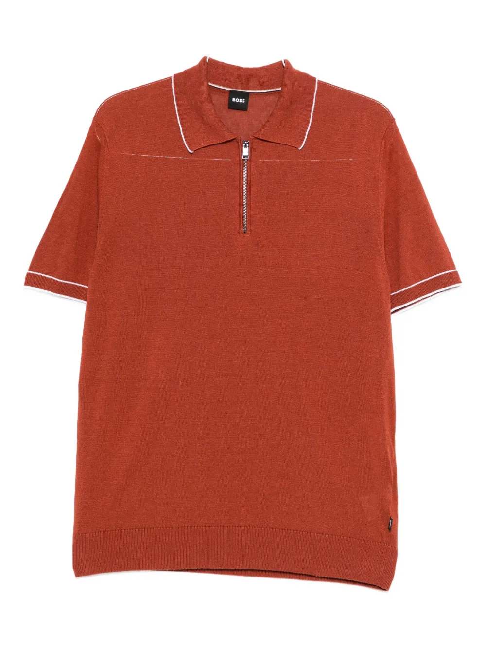 BOSS half-zip knitted polo shirt Rood