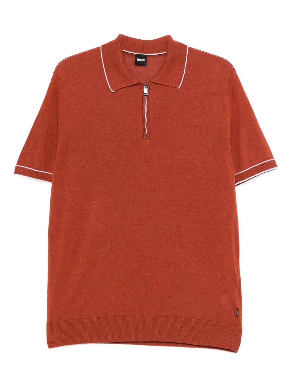 BOSS half-zip knitted polo shirt Rood